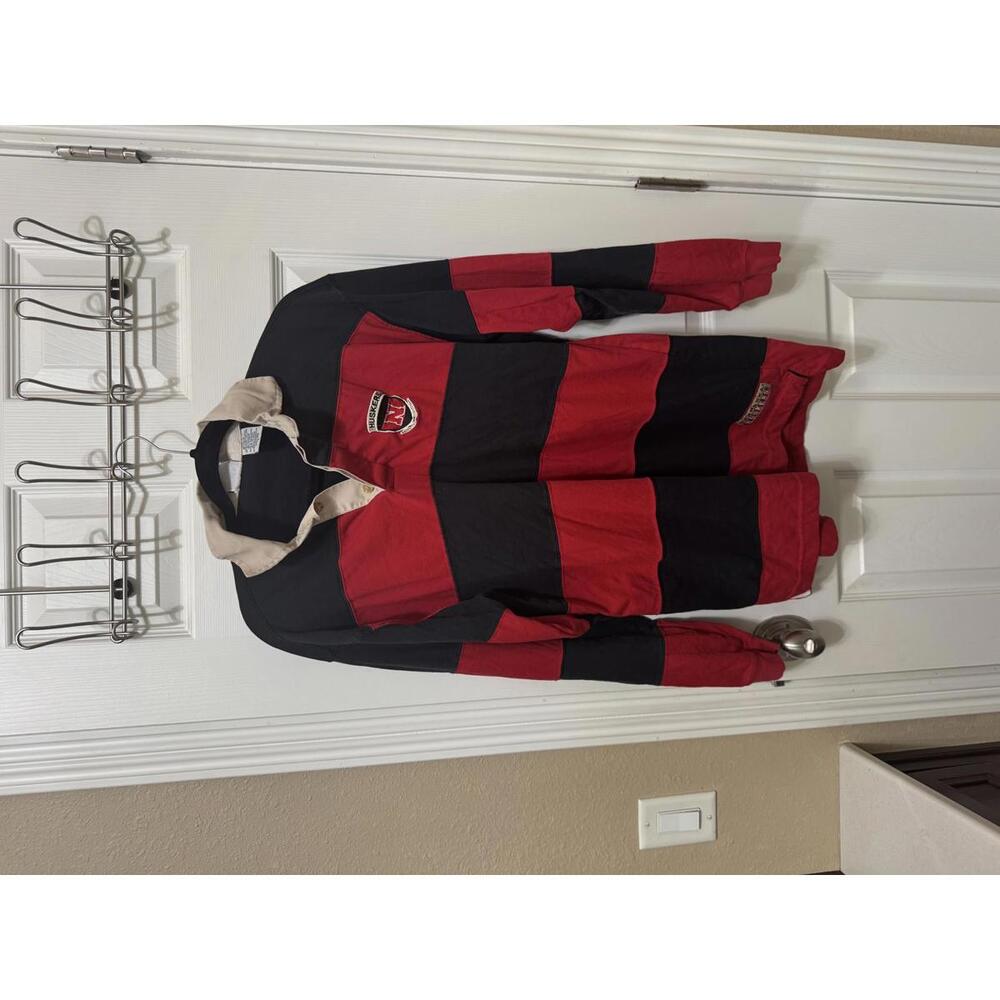 Red Oak striped Nebraska Huskers rubgy top